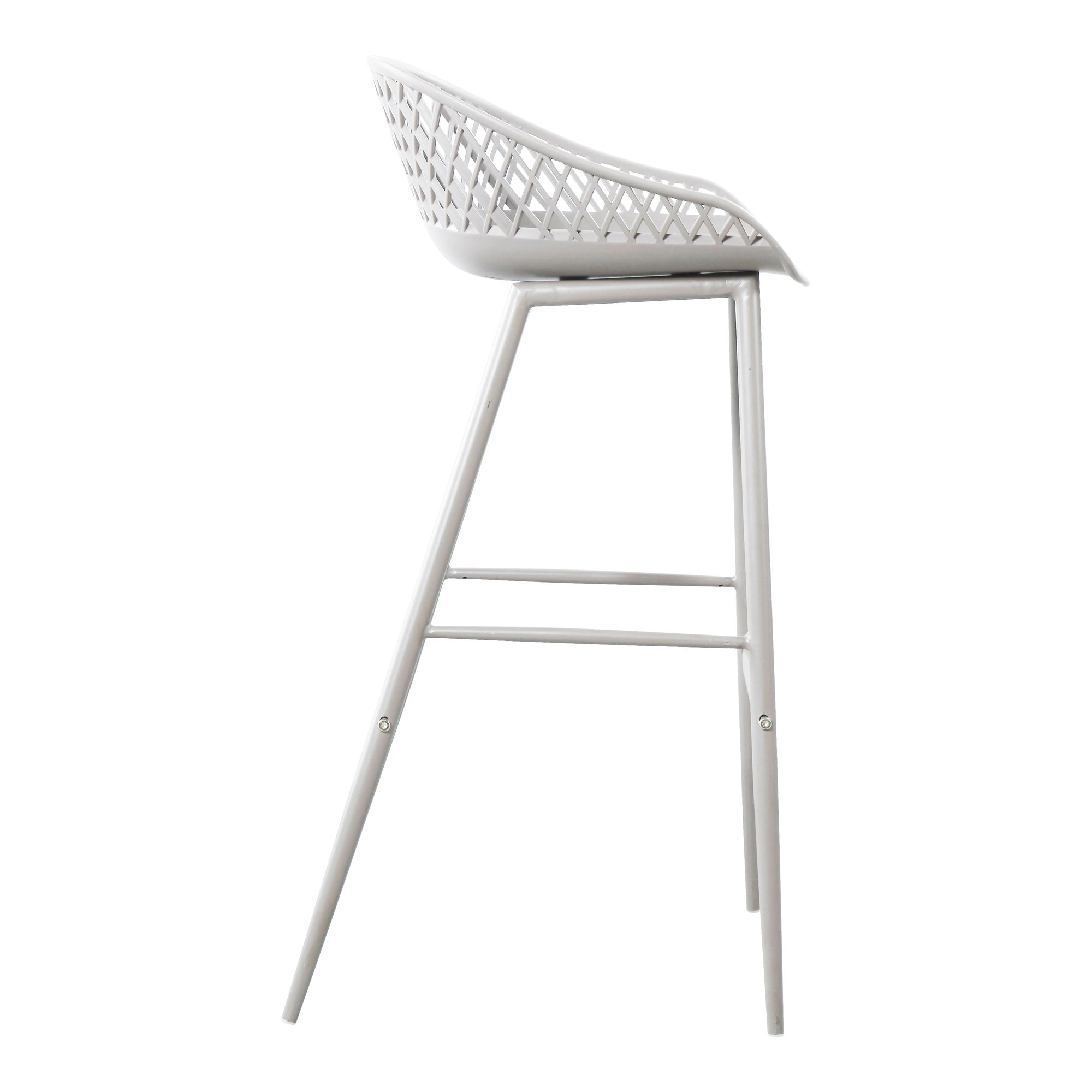 Piazza Outdoor Barstool White - Set Of Two, Outdoor Chair by Moe's Home, 1'7.29" width x 3'1.2" height x 1'7.68" depth View 7