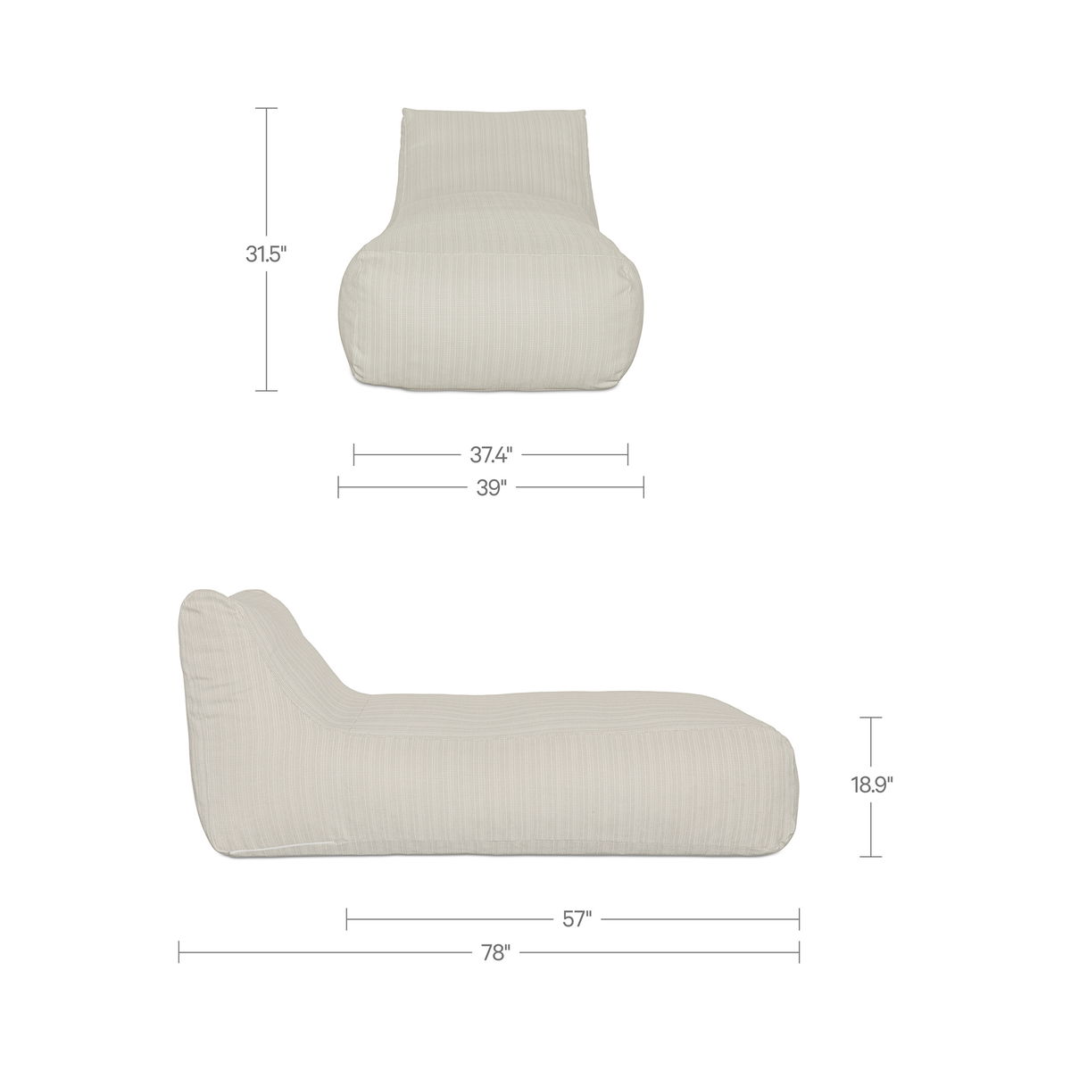 Lirio Outdoor Chaise Cream, Chaise Lounges & Daybed by Moe's Home, 39" width x 31.5" height x 78" depth View 8