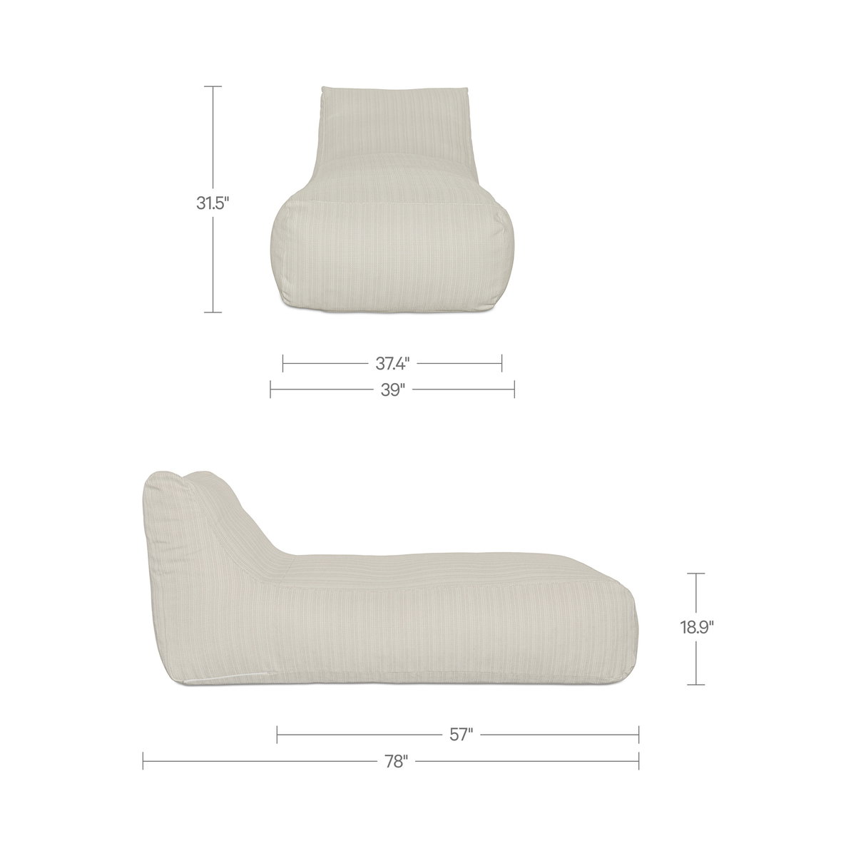 Lirio Outdoor Chaise Cream, Chaise Lounges & Daybed by Moe's Home, 39" width x 31.5" height x 78" depth View 8