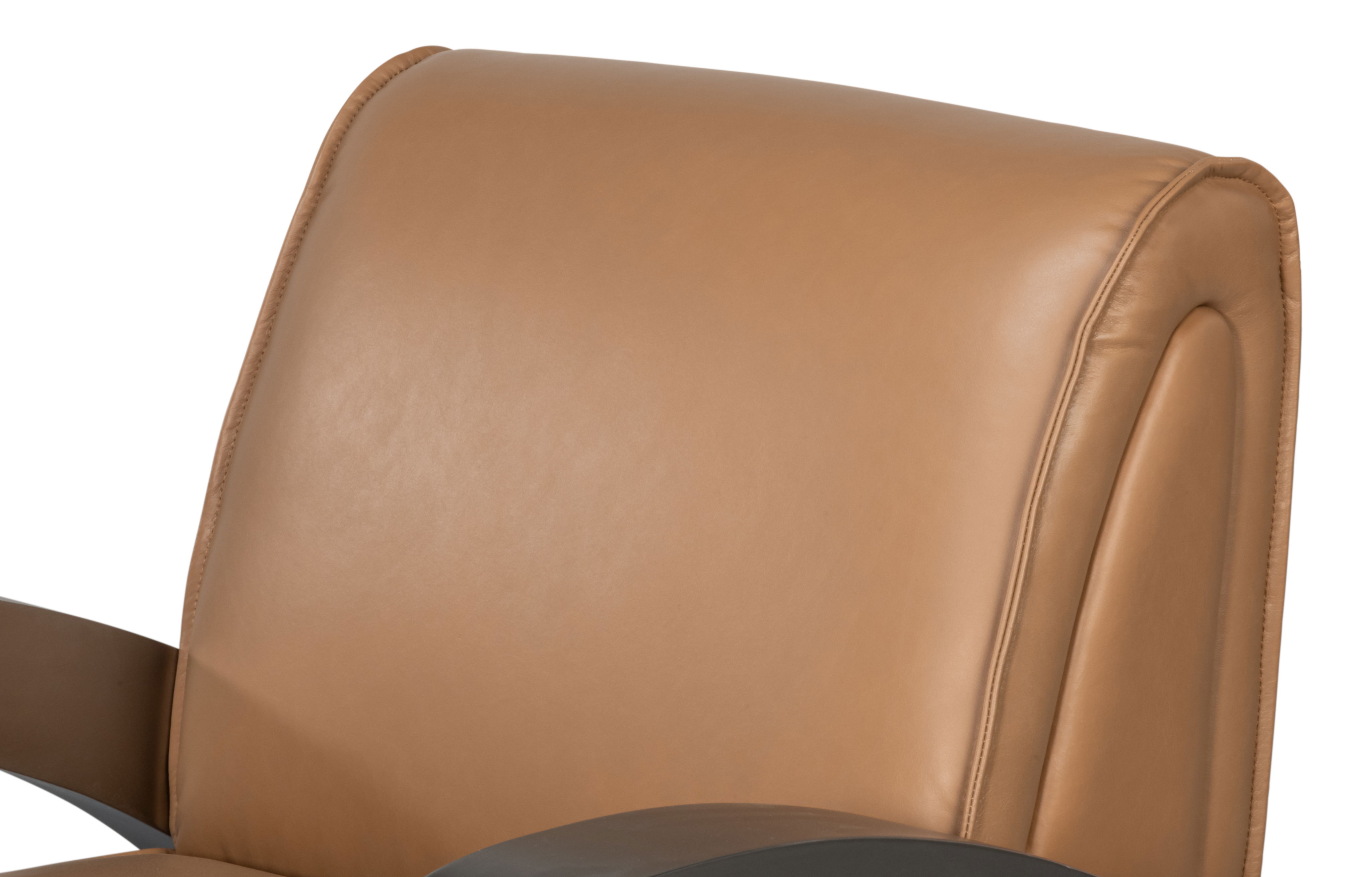 Carlisle Armchair, Caramel Brown Leather, Seating by Sarreid, 29" length x 37" width x 30" height View 4