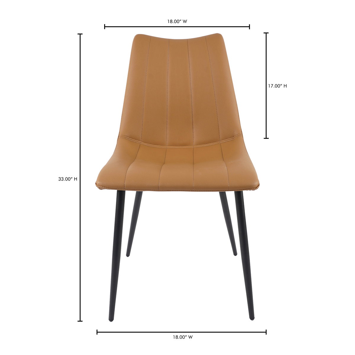 Alibi Dining Chair Tan - Set Of Two, by Moe's Home, 18" width x 33" height x 20" depth View 12