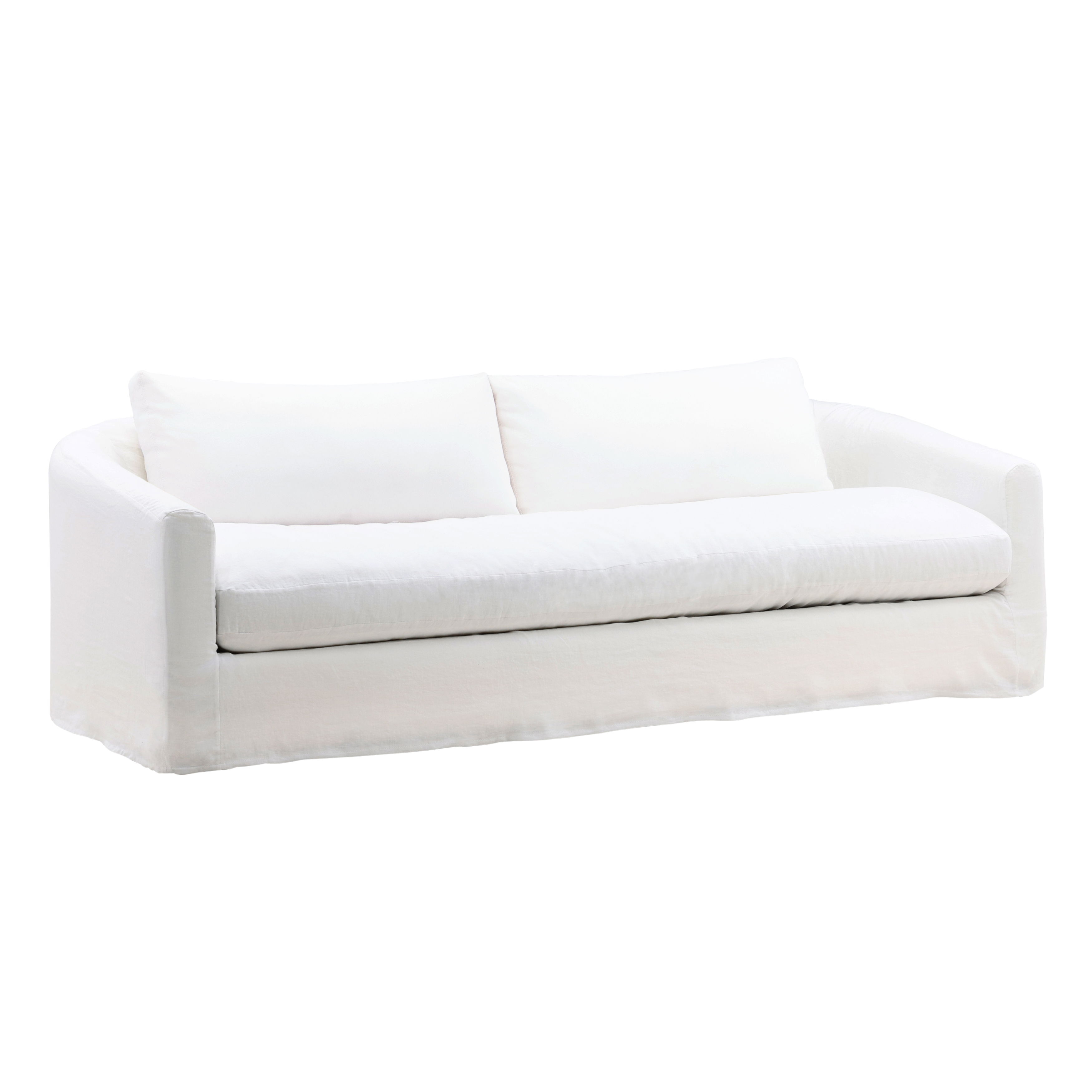 Florence Sofa Slipcover White, Sofas & Sectional by Dovetail, 98.4" width x 29" height x 39.75" depth