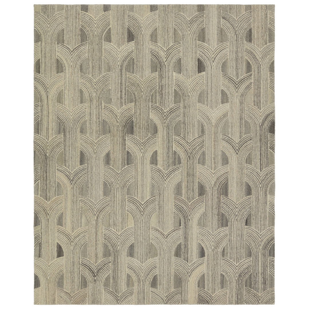 Verde Home By Jaipur Living Manhattan PVH15 Handmade Geometric Taupe and Cream Area Rug (9'x12') large image 