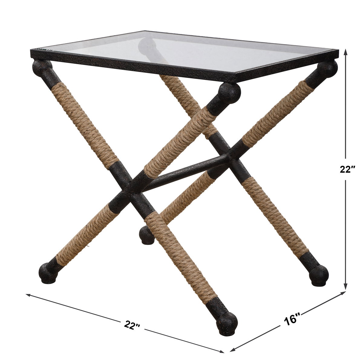 Braddock Coastal Accent Table, Side & End Table by Uttermost, 16.5" width x 22" height x 22" depth View 3