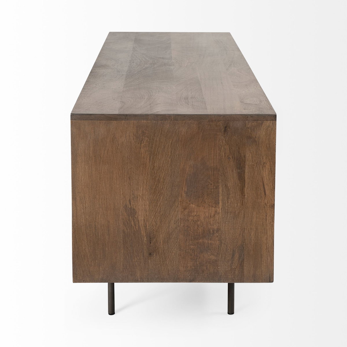 Grace I Two-Toned Brown Solid Wood TV Stand Media Console with Slated Doors, TV up to 82', by Mercana, 72" length x 20.5" width x 24.25" height View 5