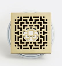 Online Designer Bathroom Retro Square Grille PVC Shower Drain Assembly - Aged Brass