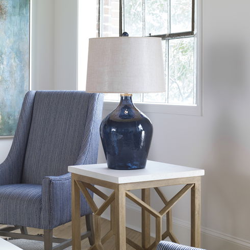 Lamone Blue Glass Lamp