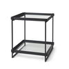 Trey Black Metal with Glass Accent Table, Side & End Table by Mercana, 22" length x 22" width x 24" height thumbnail 1