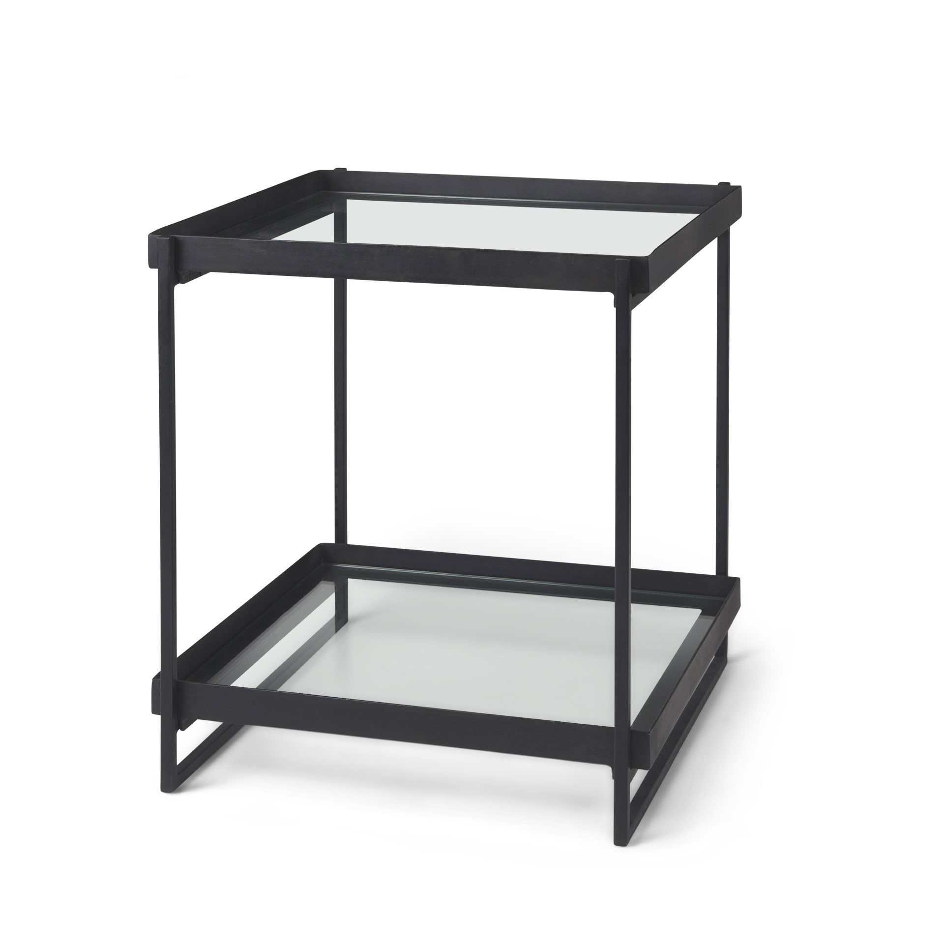 Trey Black Metal with Glass Accent Table large image 