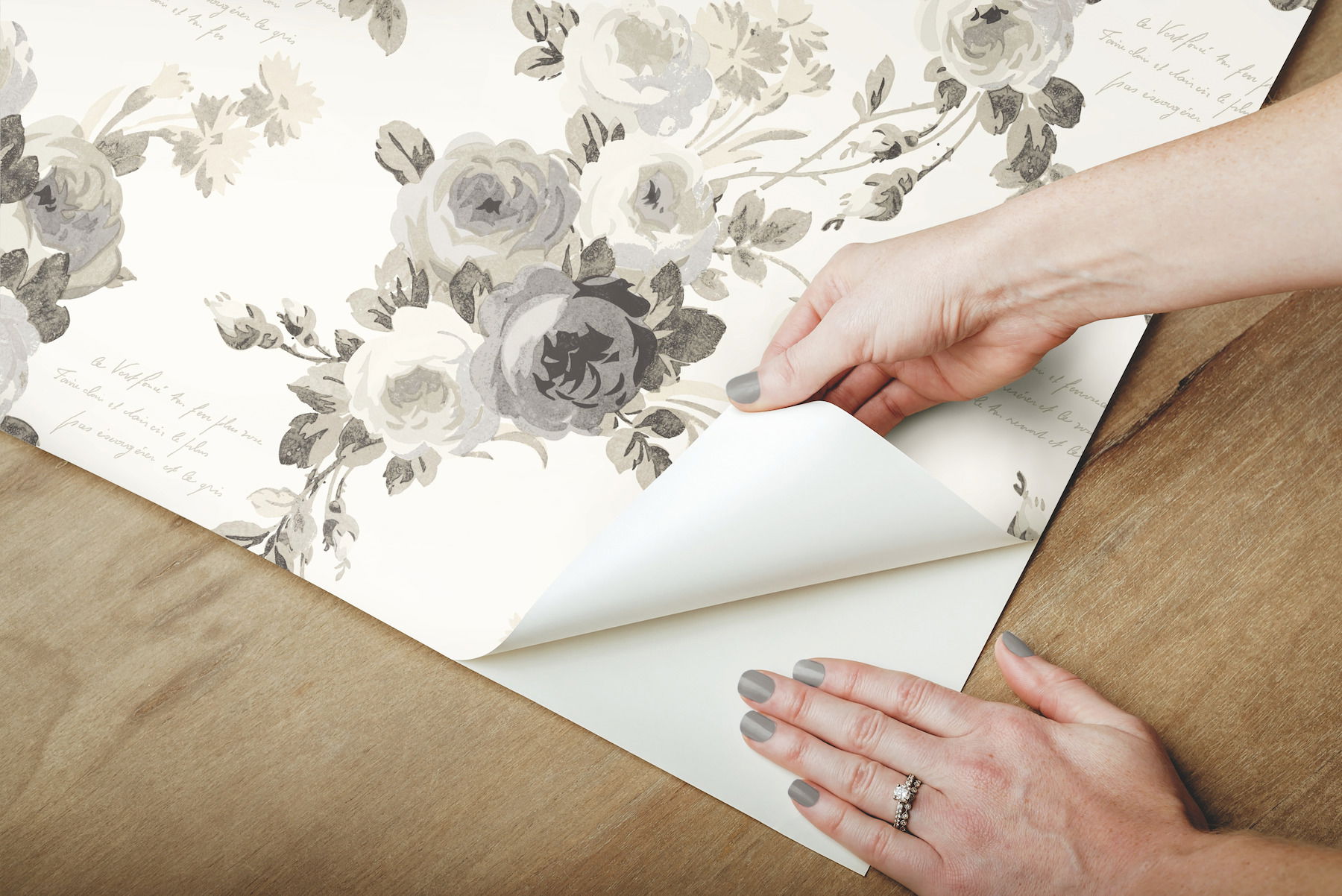 Magnolia Home Heirloom Rose Grey & White Peel & Stick Wallpaper large image 