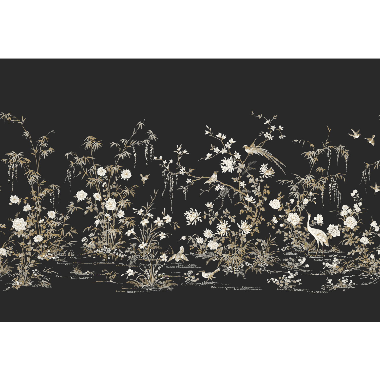 Flowering Vine Chino Black Wall Mural, Wallpaper by York Wall, 10'2.4" length x 2'1.25" width x 0.02" depth View 1