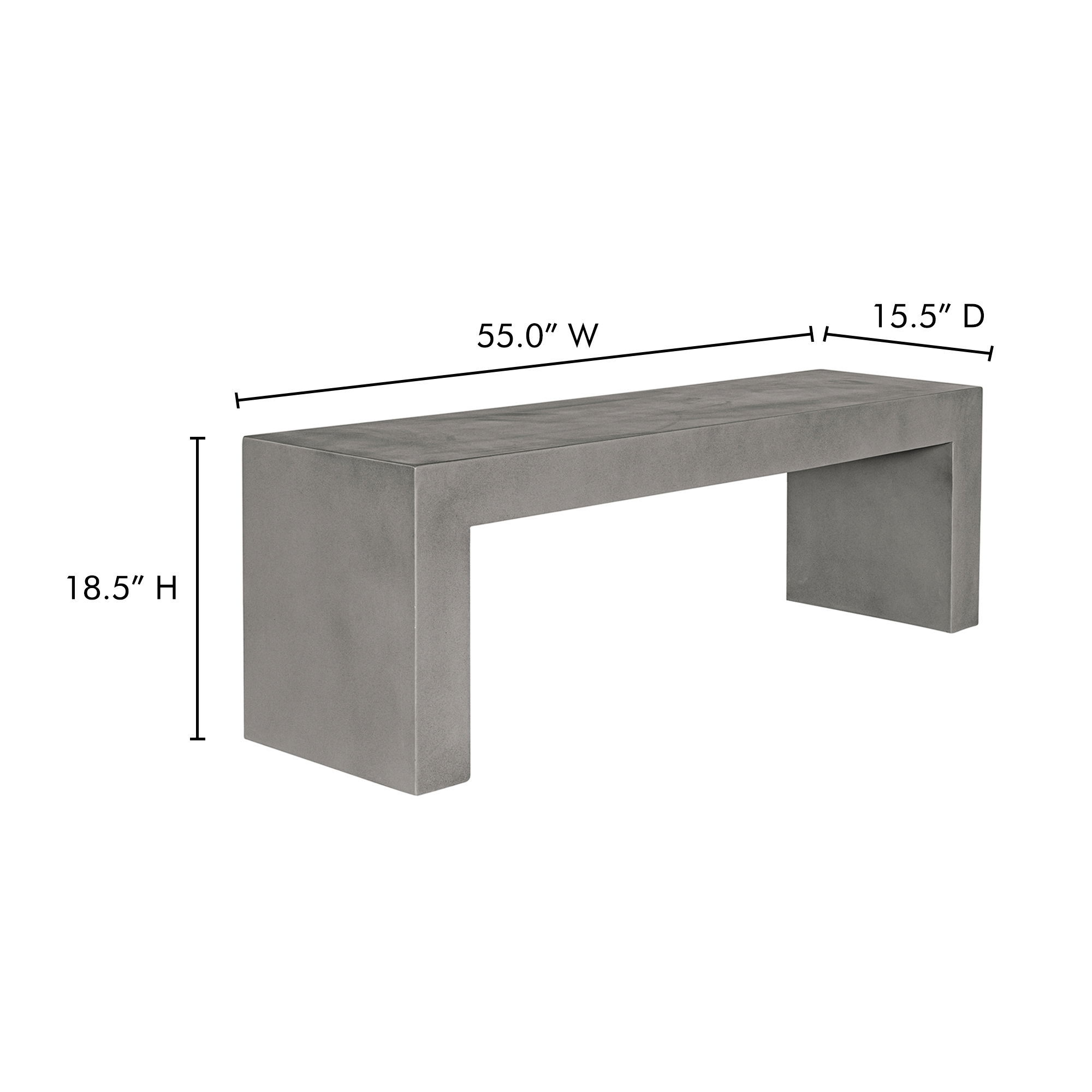Lazarus Outdoor Bench Dark Grey, Benche by Moe's Home, 55.25" width x 18.5" height x 15.75" depth View 7