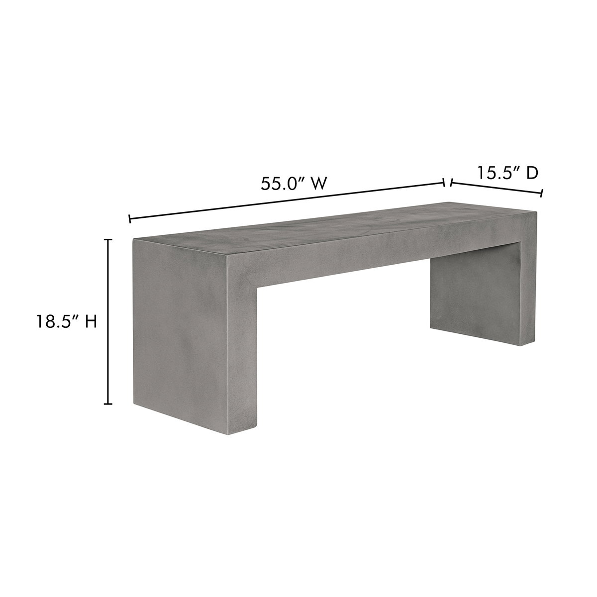Lazarus Outdoor Bench Dark Grey, Benche by Moe's Home, 55.25" width x 18.5" height x 15.75" depth View 7