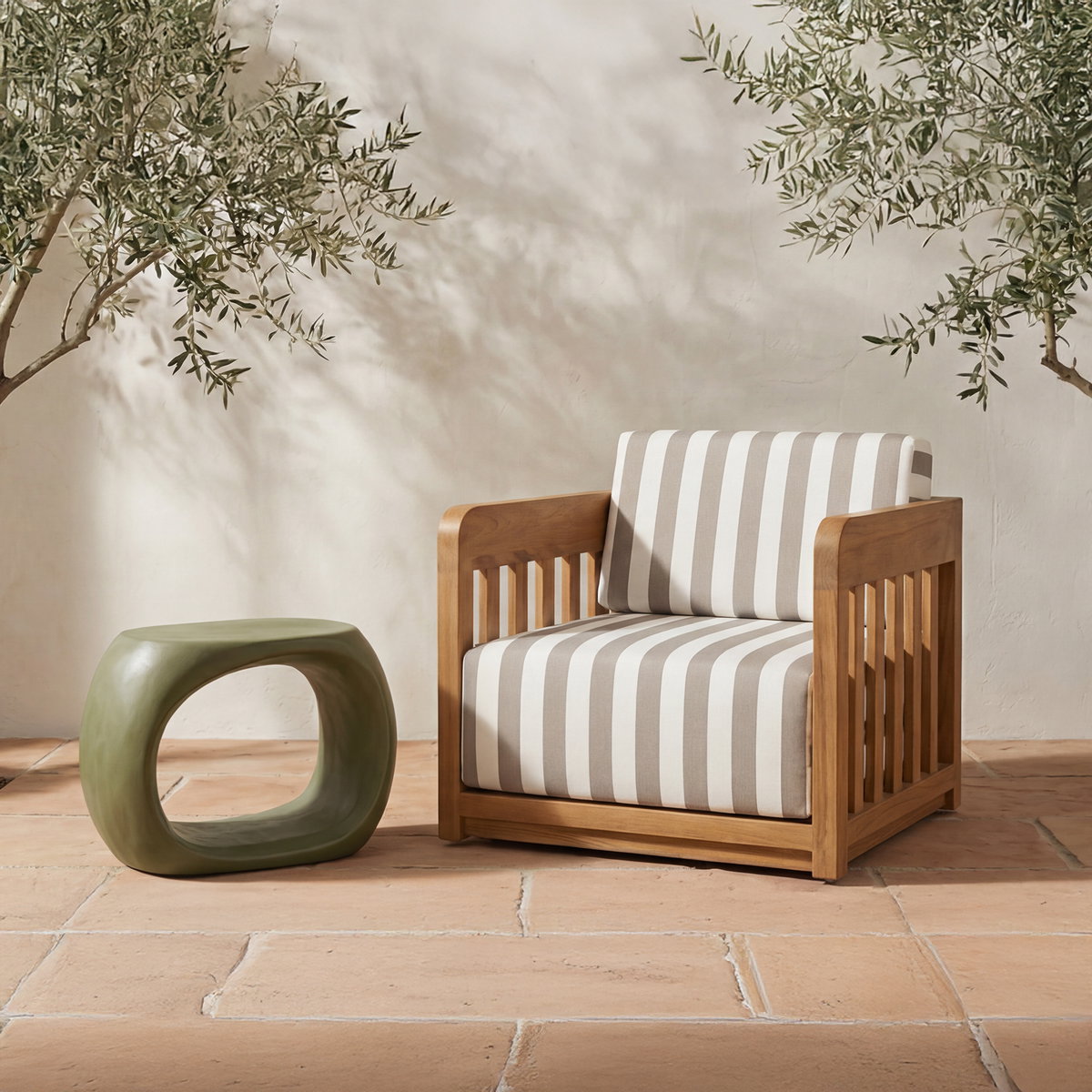 Adelaide Outdoor Accent Chair Brown Stripe, Sofas & Sectional by Moe's Home, 27.56" width x 32.01" height x 34.09" depth View 6