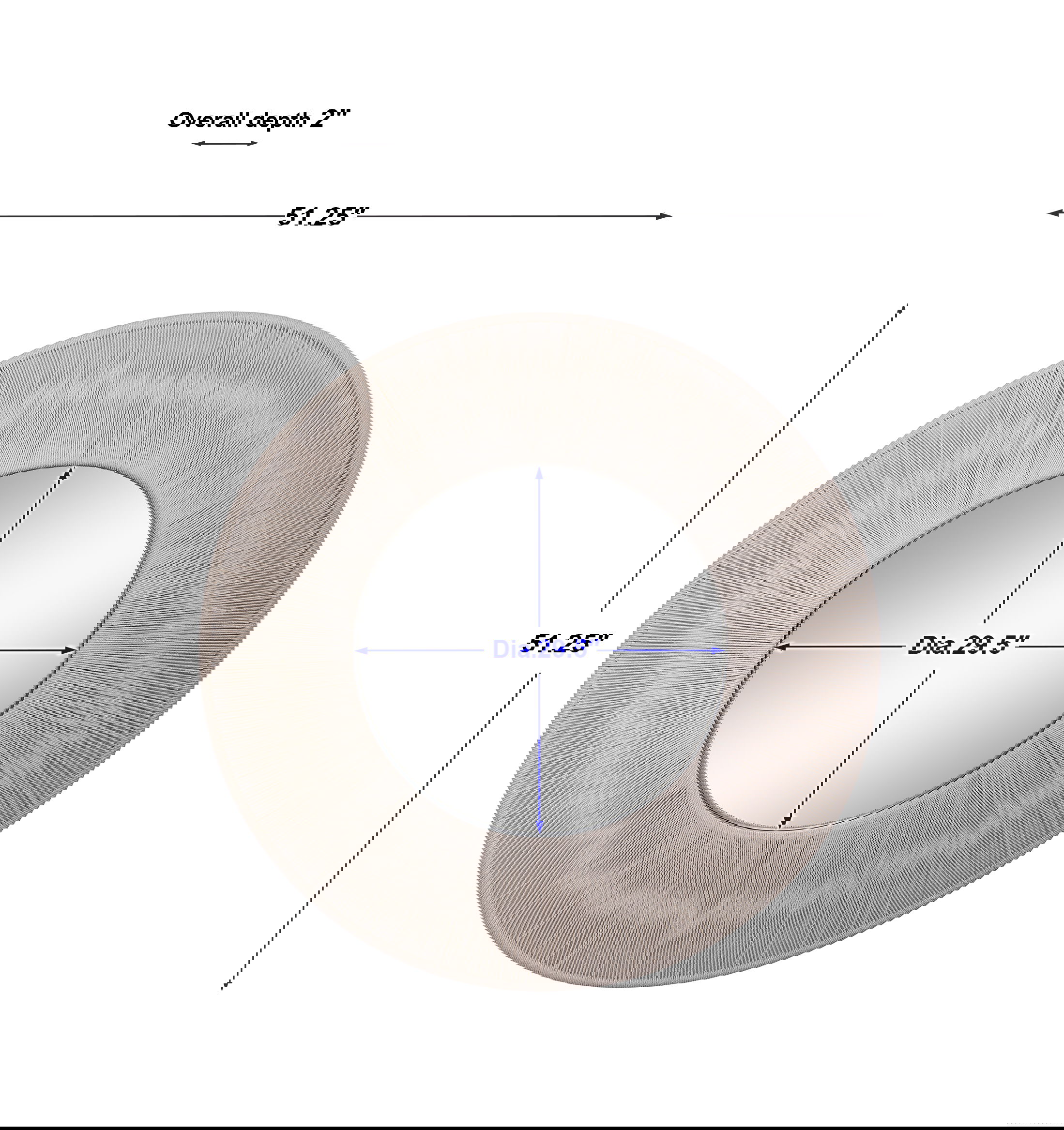 Sailor's Knot Round Mirror, by Uttermost, 51.25" width x 51.25" height x 2.5" depth View 3