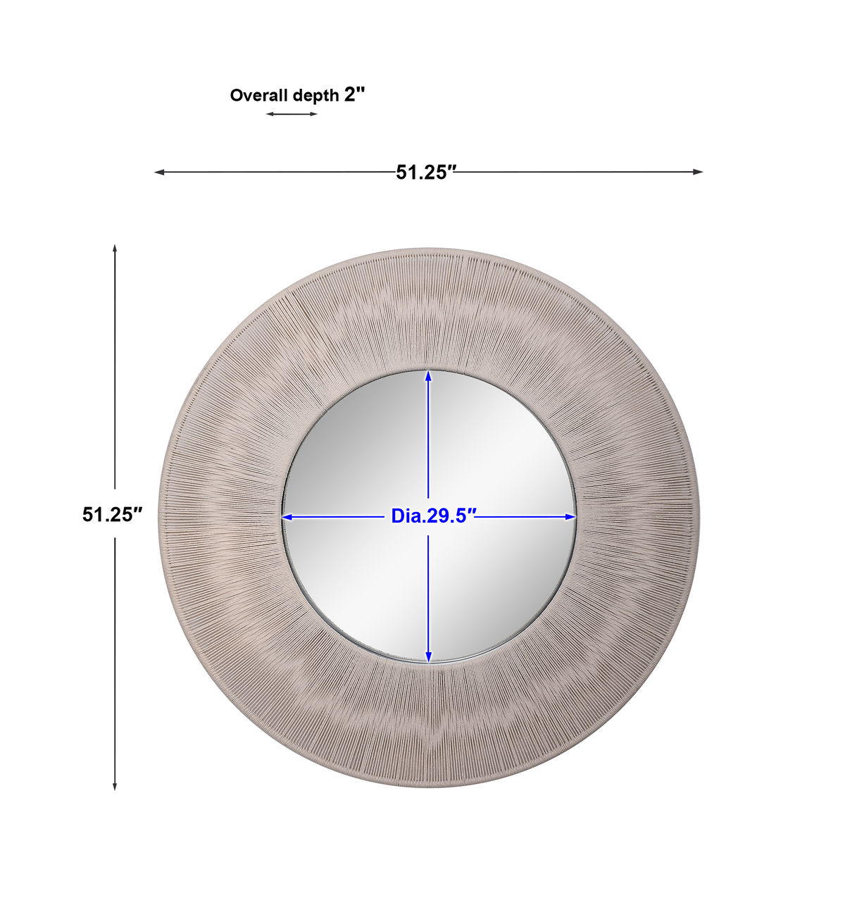 Sailor's Knot Round Mirror, by Uttermost, 51.25" width x 51.25" height x 2.5" depth View 3