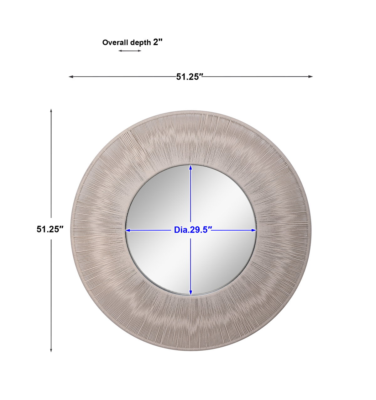 Sailor's Knot Round Mirror, by Uttermost, 51.25" width x 51.25" height x 2.5" depth View 3