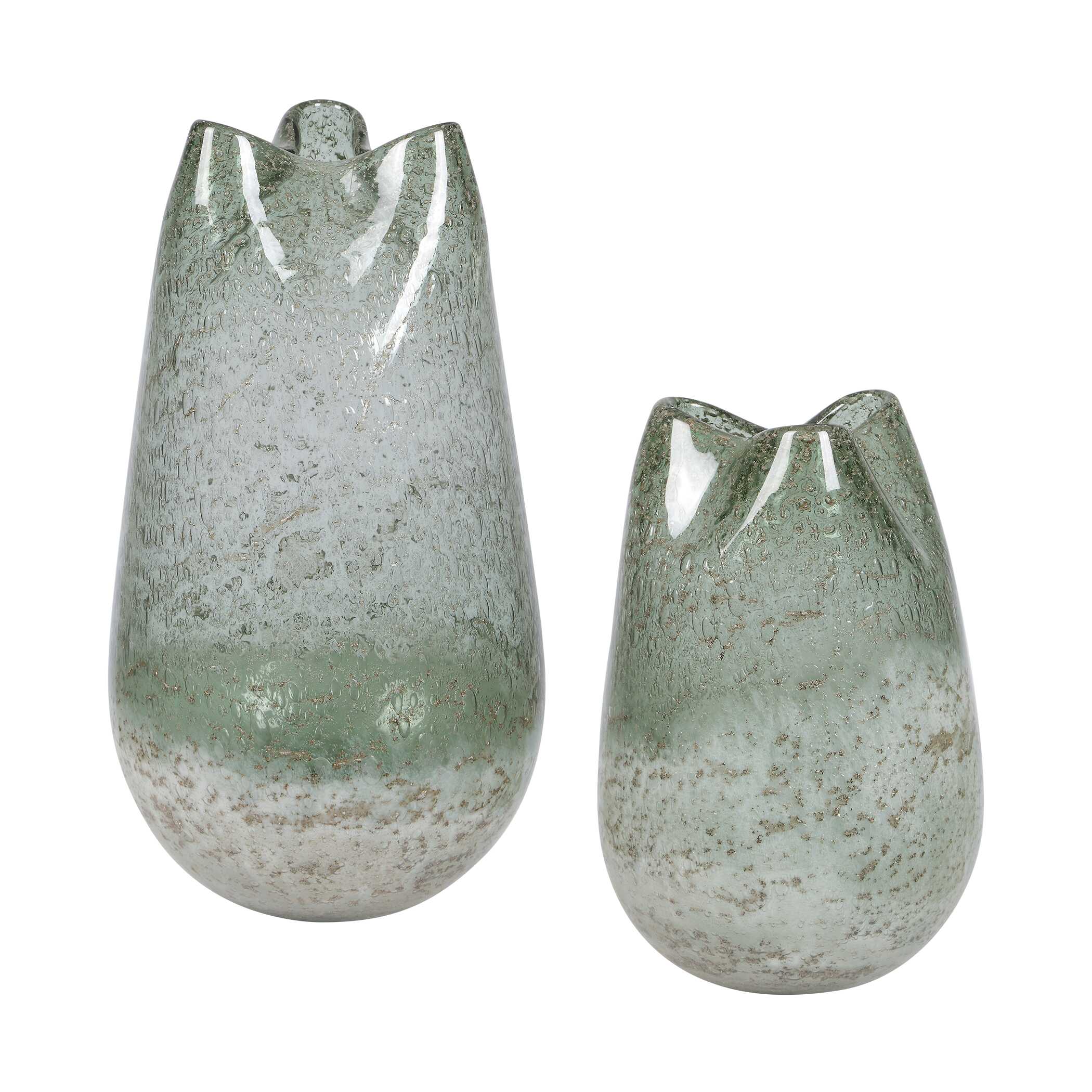 Chianti Seeded Glass Vases Set/2, Decorative by Uttermost, 4.5" width x 12" height x 7" depth View 1