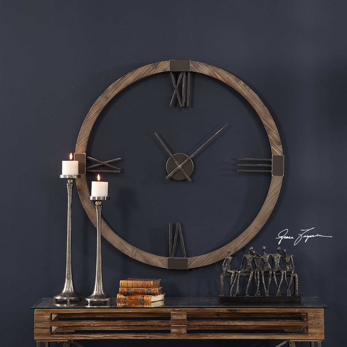 Marcelo Modern Wall Clock, by Uttermost, 39.5" width x 39.5" height x 2" depth View 6