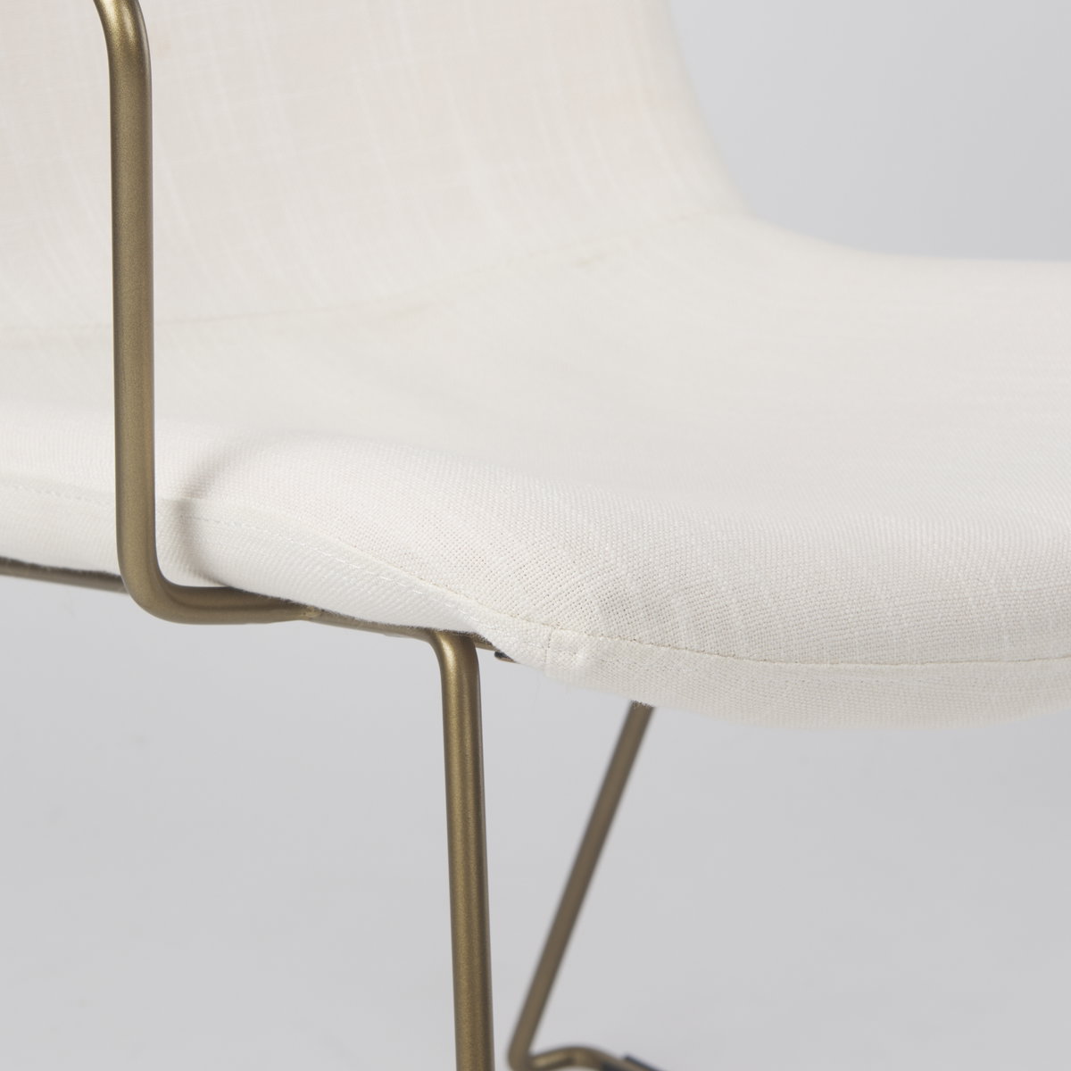 Sawyer Solid Back Dining Side Chair | Cream Fabric with Gold Metal, Dining Chair by Mercana, 22.44" length x 24.8" width x 34.65" height View 11