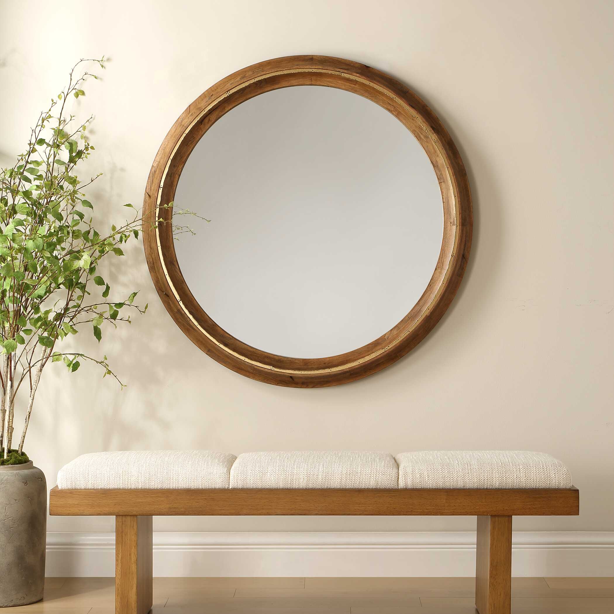 Frontier Round Wood Mirror, by Uttermost, 44.5" width x 44.5" height x 2.75" depth View 2
