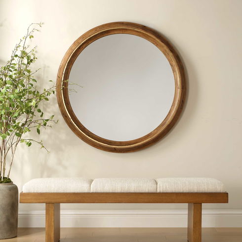 Frontier Round Wood Mirror