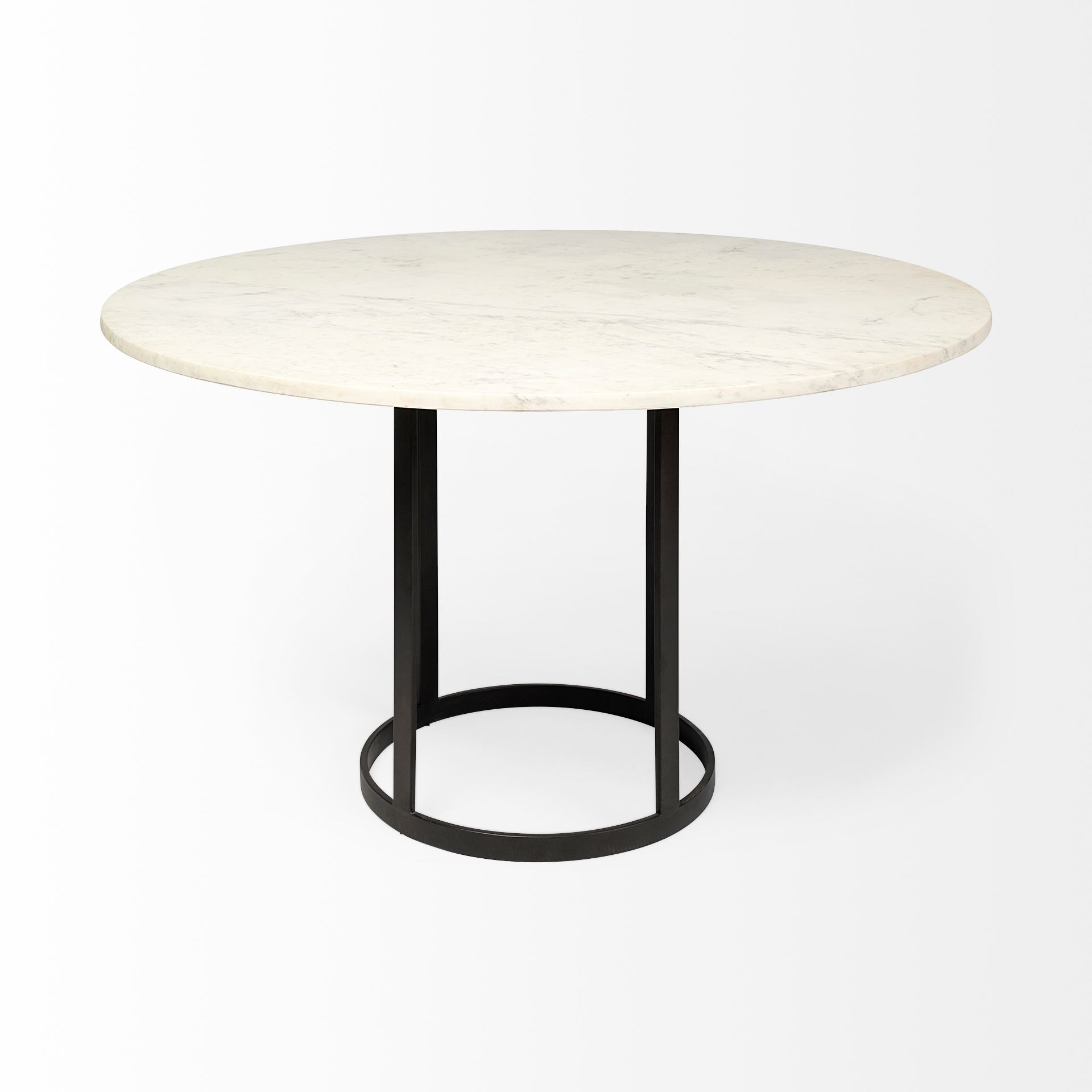 Tanner II 48' Round White Marble Top Black Metal Base Dining Table, by Mercana, 48" length x 48" width x 30" height View 4