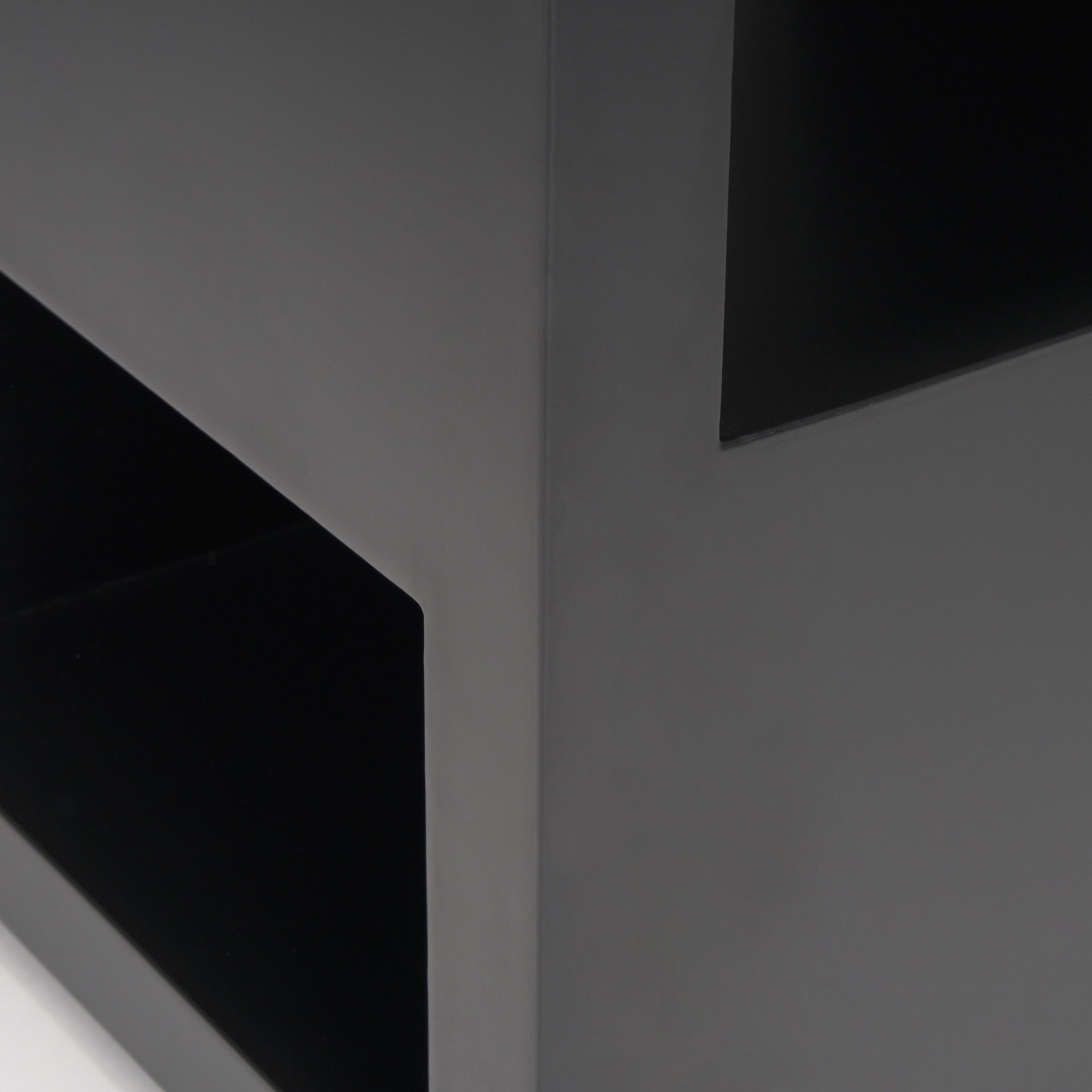 Vondra Matte Black Metal with Open Shelves Side table, Side & End Table by Mercana, 18" length x 18" width x 21.75" height View 9