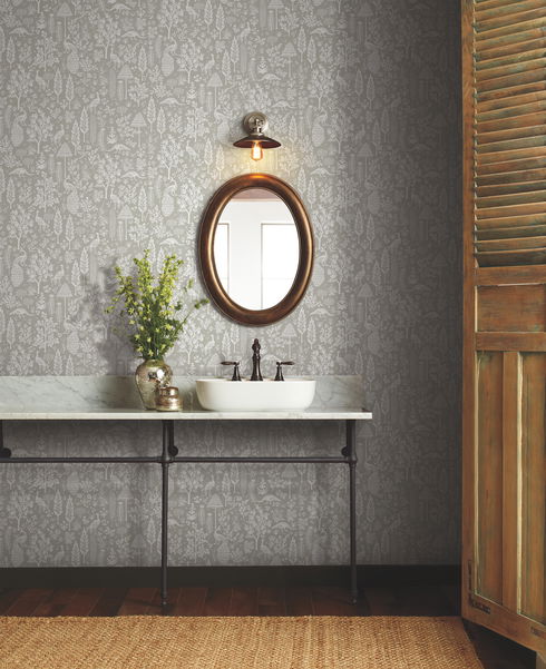 Menagerie Toile Black Wallpaper