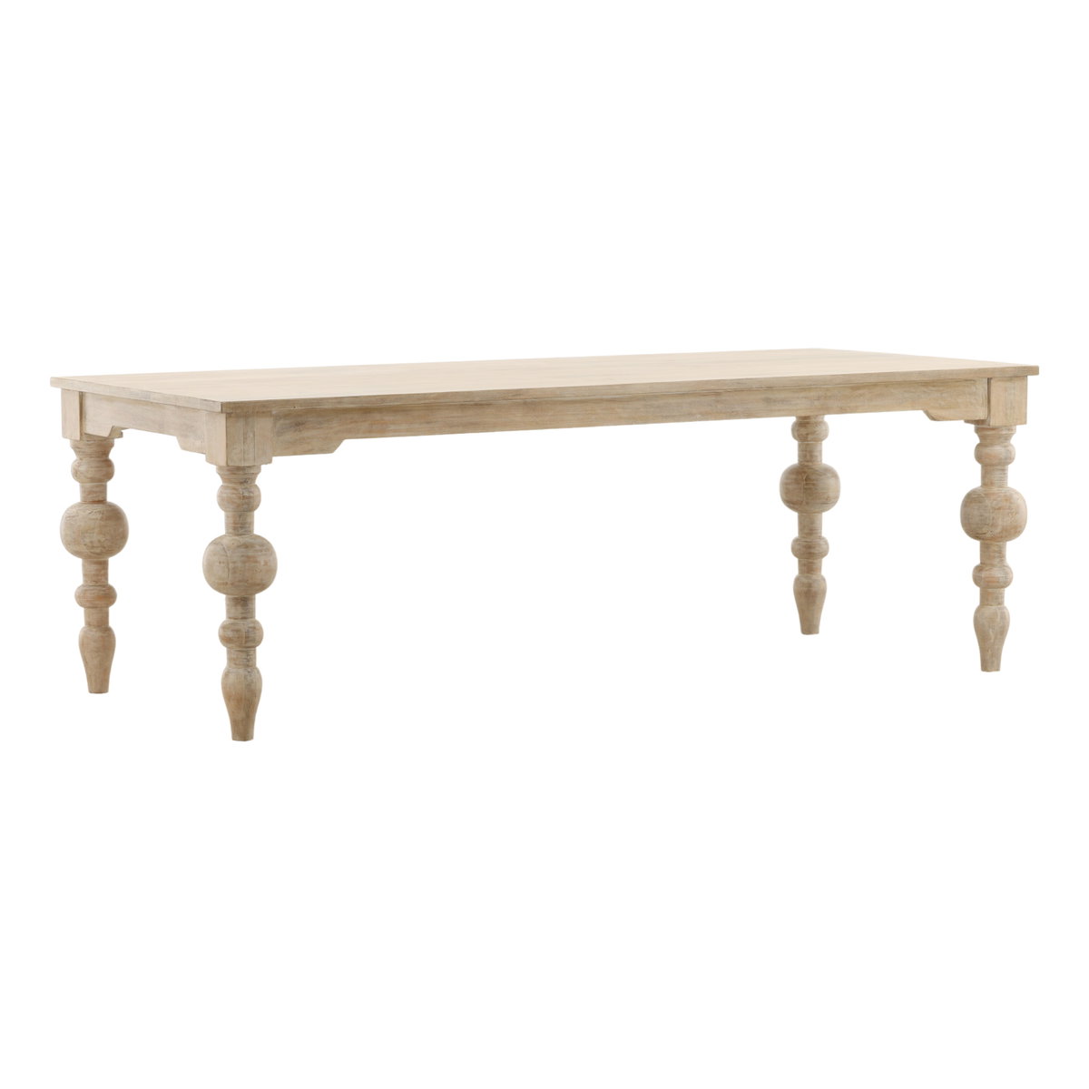 Annette Dining Table Whitewash, by Dovetail, 87" width x 30.2" height x 39" depth View 1
