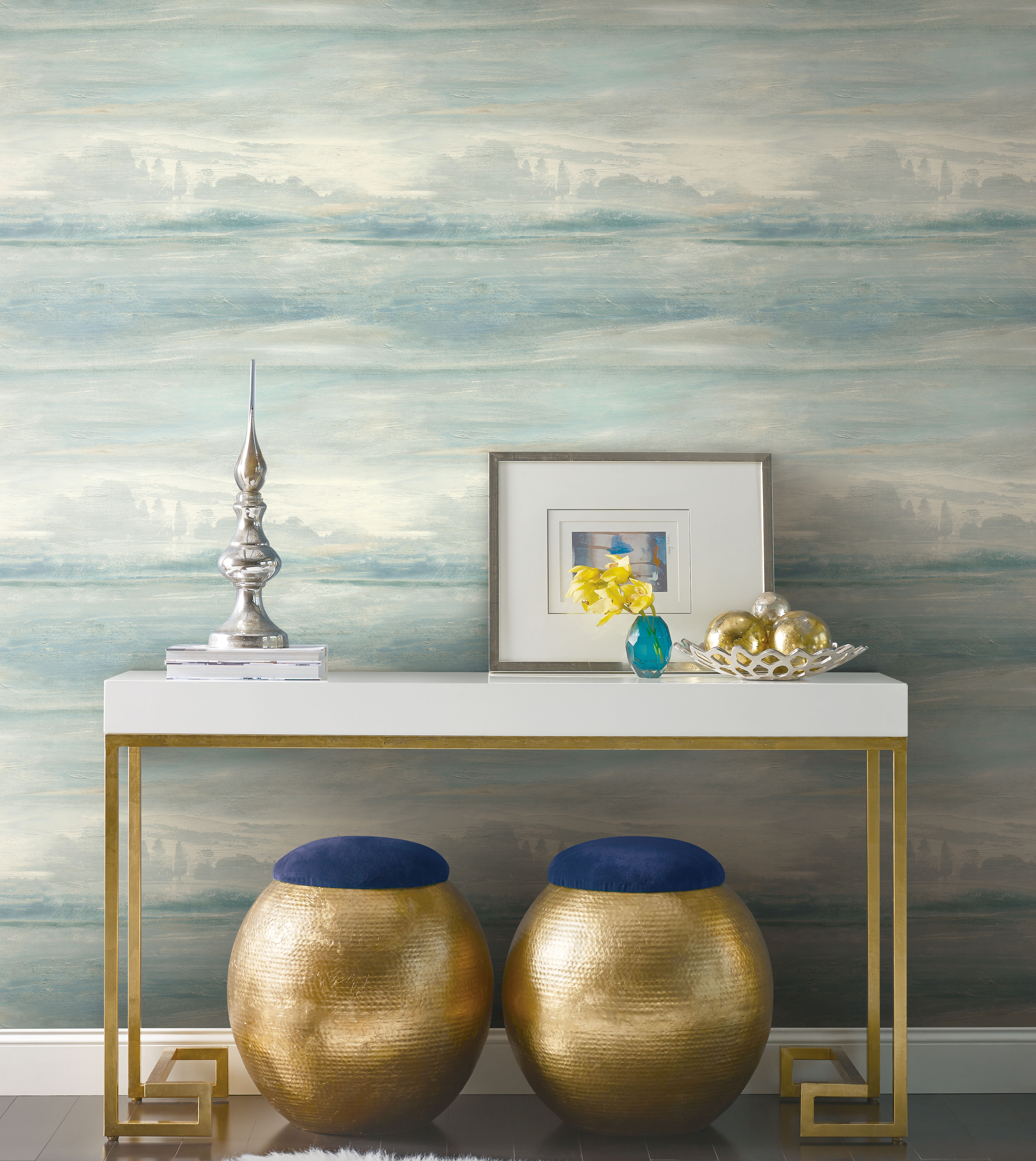 Soothing Mists Scenic Blue Peel & Stick Wallpaper, by York Wall, 20' length x 2'3" width x 0.02" depth View 3