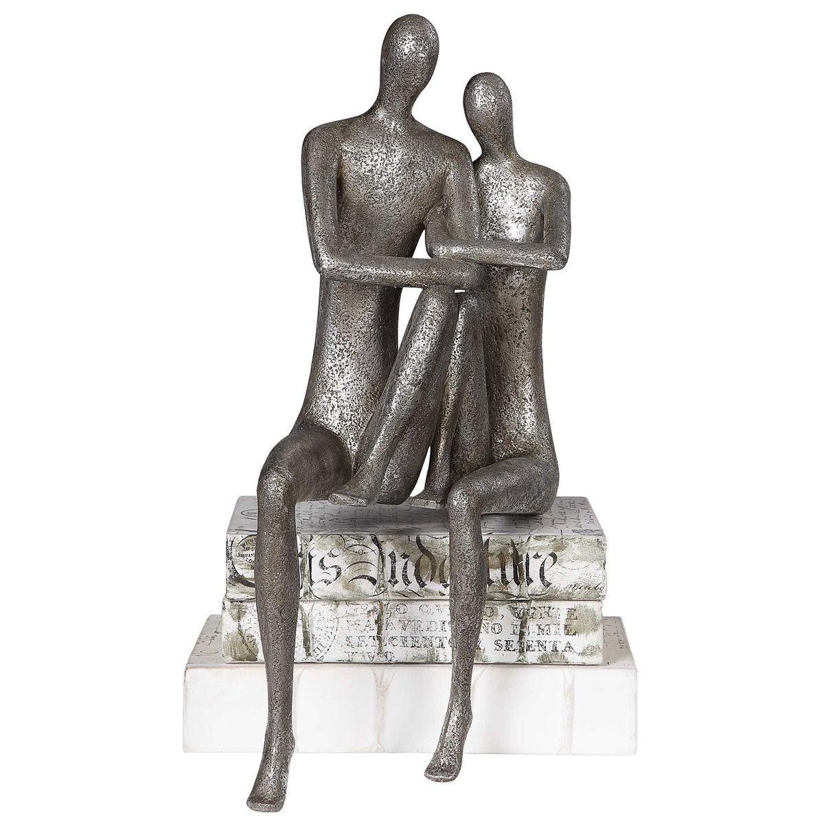 Courtship Antique Nickel Figurine, Figurines & Statue by Uttermost, 9.87" width x 18.87" height x 7.12" depth View 4