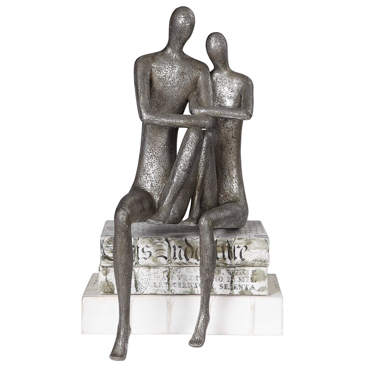 Courtship Antique Nickel Figurine, Figurines & Statue by Uttermost, 9.87" width x 18.87" height x 7.12" depth View 4
