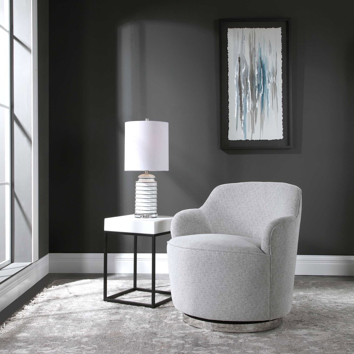 Hobart Casual Swivel Chair, Accent Chair by Uttermost, 28" width x 30" height x 28" depth View 4