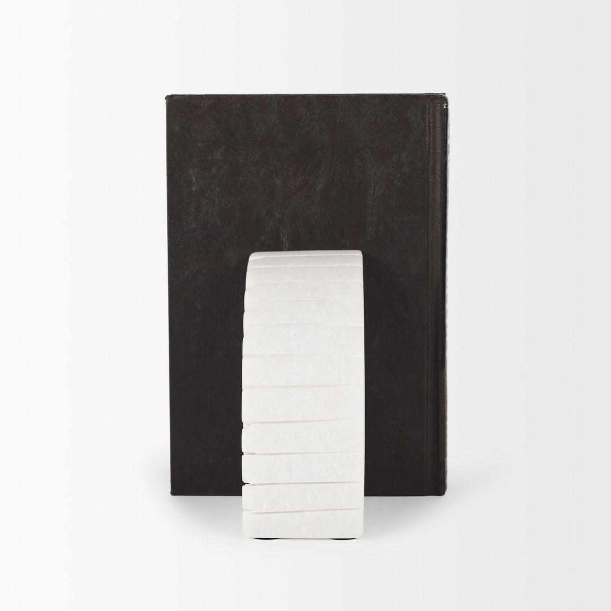 Stept White Marble Bookends with rough carving (set of 2), by Mercana, 4.5" length x 2.5" width x 5.5" height View 3