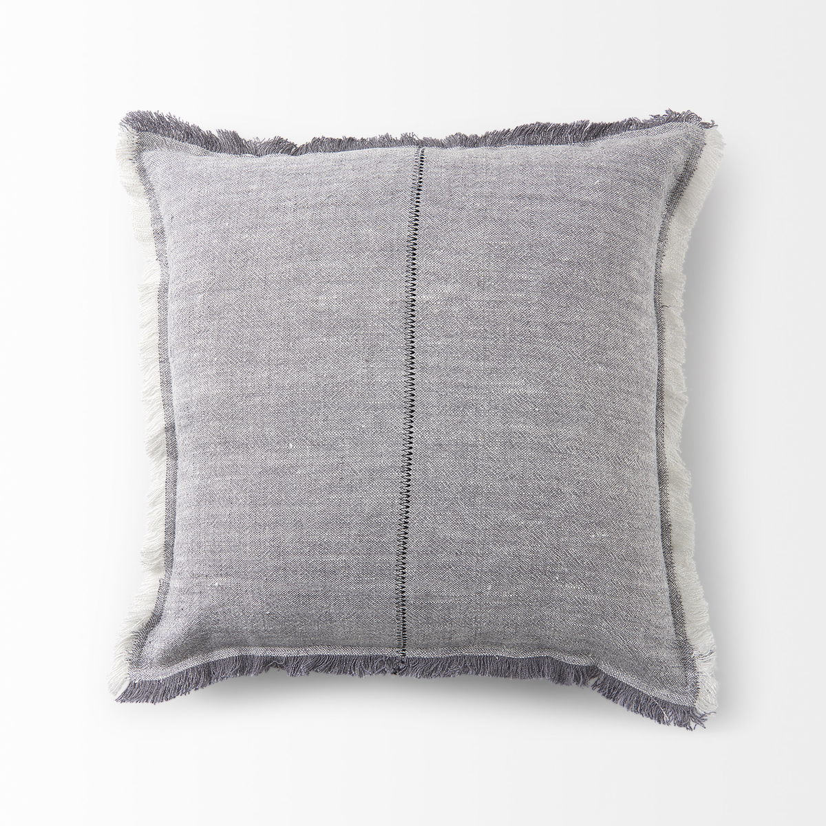 Thais 20x20 Blue and Cream Fringed Pillow Cover, Decorative Pillow by Mercana, 20" length x 20" width x 0.2" height View 9