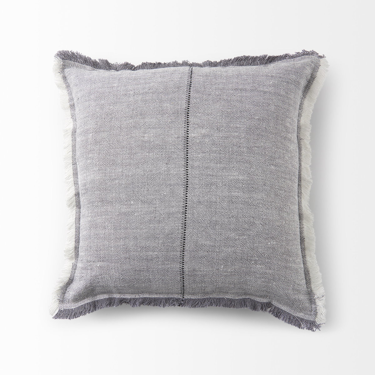 Thais 20x20 Blue and Cream Fringed Pillow Cover, Decorative Pillow by Mercana, 20" length x 20" width x 0.2" height View 9