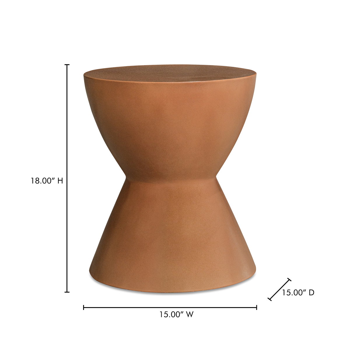 Hourglass Outdoor Stool Terracotta, Outdoor Chair by Moe's Home, 1'3" width x 1'6" height x 1'3" depth View 6