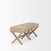 Solis 50L x 16W Brown Base Upholstered Beige/Black Stripe Seat Accent Bench thumbnail 5
