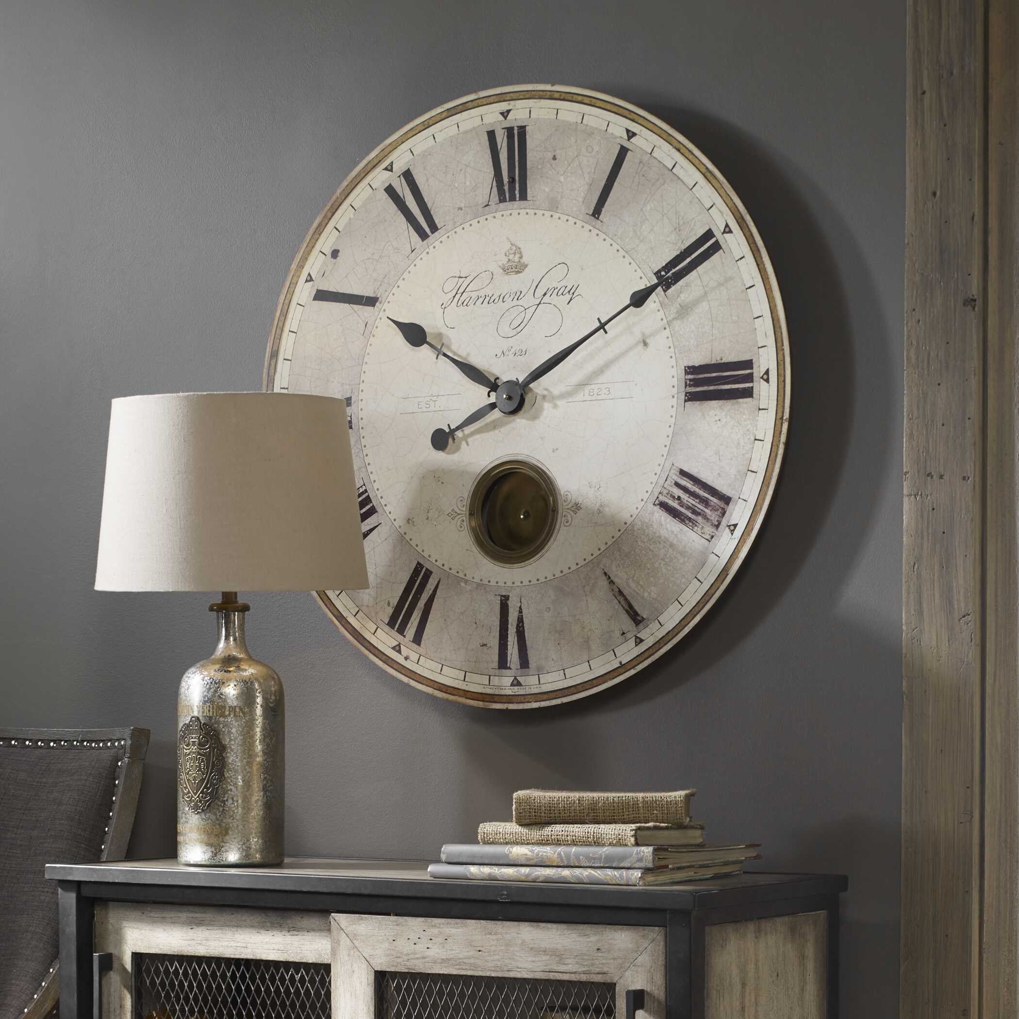 Harrison Gray 30' Clock, by Uttermost, 30" width x 30" height x 2.5" depth View 2