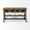 Stuart I Brown Solid Wood Top Two-Tier Black Metal Rolling Kitchen Island thumbnail 3