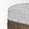 Samiya Jute with White Cotton Pouf, Ottoman by Mercana, 16" length x 16" width x 16" height thumbnail 5