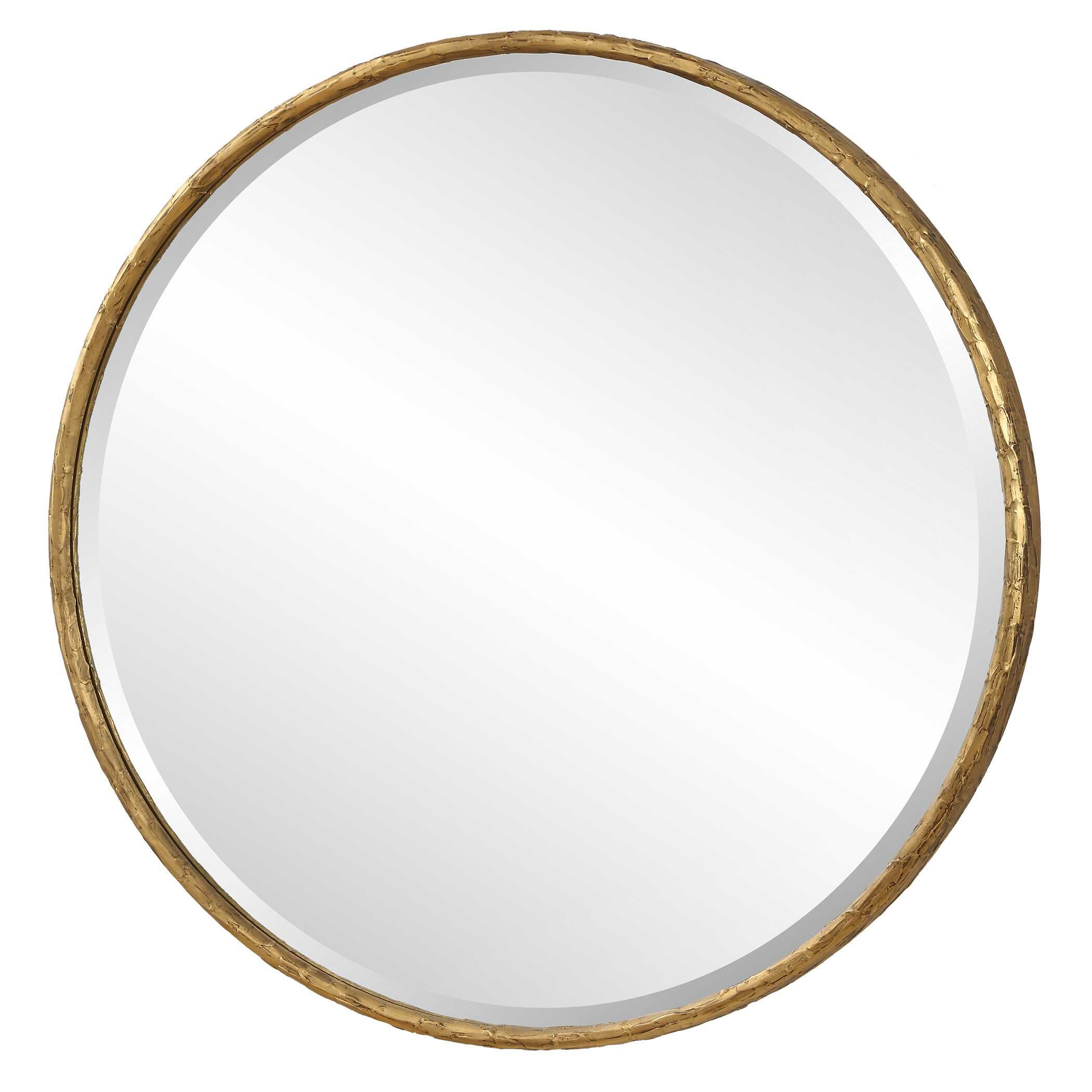 Sutton Aged Gold Round Mirror large image 