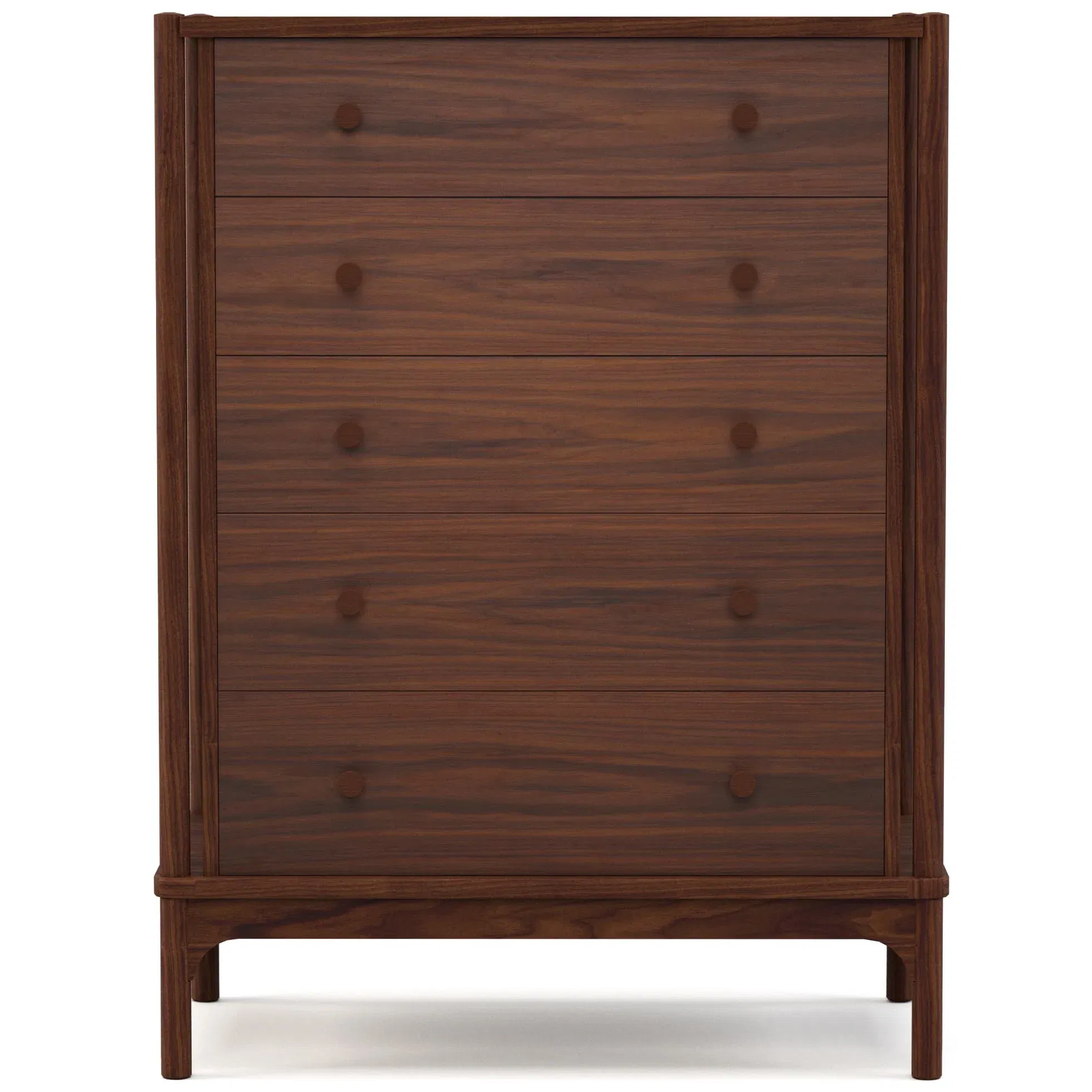 Walnut Grove Five-Drawer Tall Chest, Dresser by Stickley, 39" width x 52" height x 20.5" depth View 1