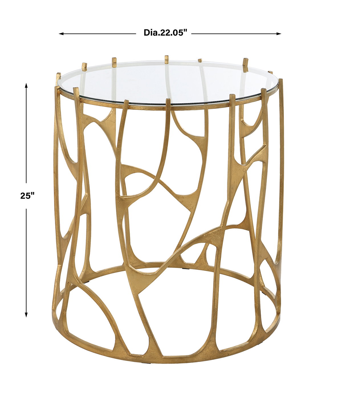 Ritual Round Gold Side Table, Side & End Table by Uttermost, 22.05" width x 25" height x 22.05" depth View 3