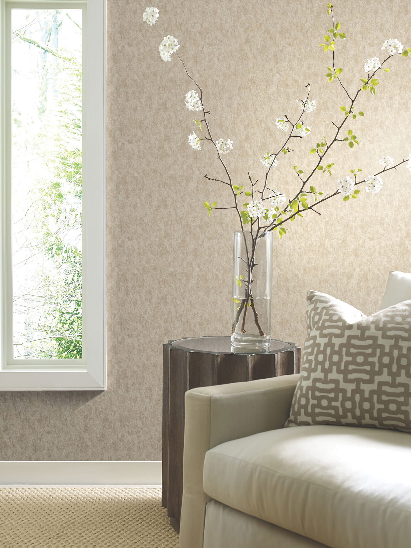 Shimmering Patina Beige & Brass Wallpaper large image 