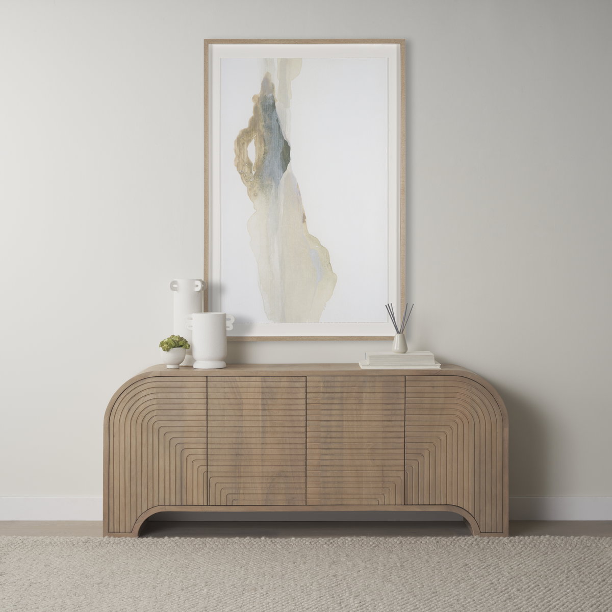 Dylan Small Textured Off White with Handles Ceramic Vase, by Mercana, 6.25" length x 9.5" width x 10" height View 3