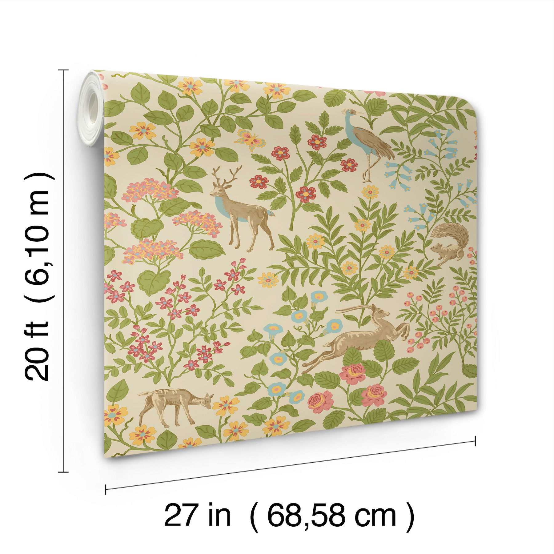 Woodland Floral Linen Peel & Stick Wallpaper large image 