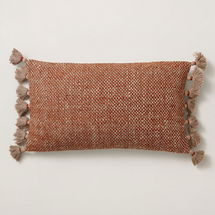 Online Designer Combined Living/Dining Two Tone Chunky Linen Tassels Pillow Cover, 12"x21", Copper