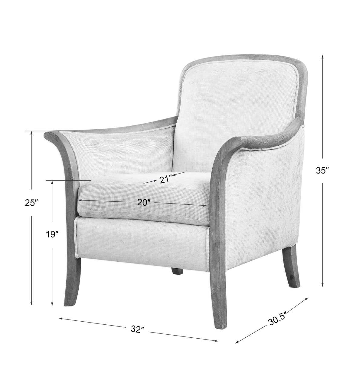 Brittoney Taupe Armchair, Accent Chair by Uttermost, 32" width x 35" height x 30.5" depth View 3